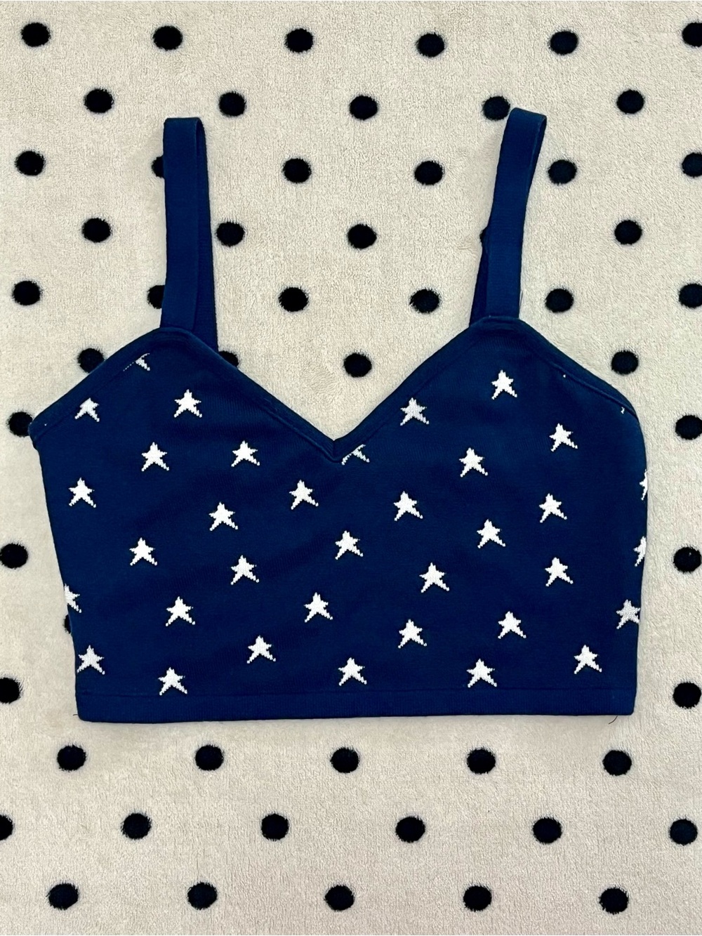 Americana Star & Stripe Novelty Knit Crop Top Size S